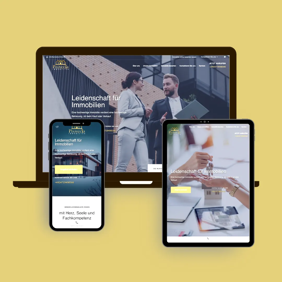 Moderne Website auf verschiedenen Endgeräten