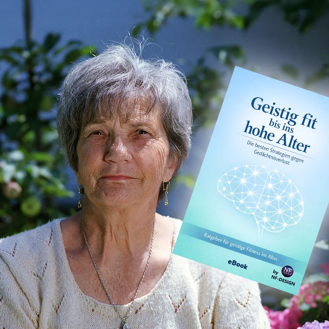 Ratgeber, mit dem man sein Gedächtnis trainieren kann - präsentiert von einer älteren Frau